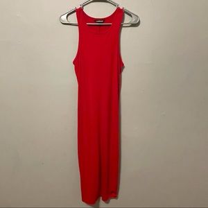 Red body con midi dress